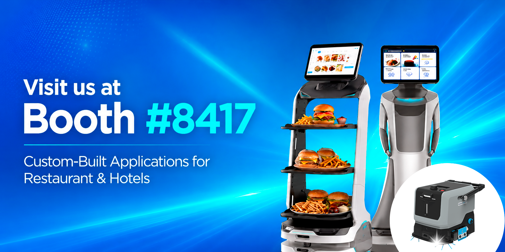 Visit us at Booth 8417. Custom-built applications for restaurant and hotels.
